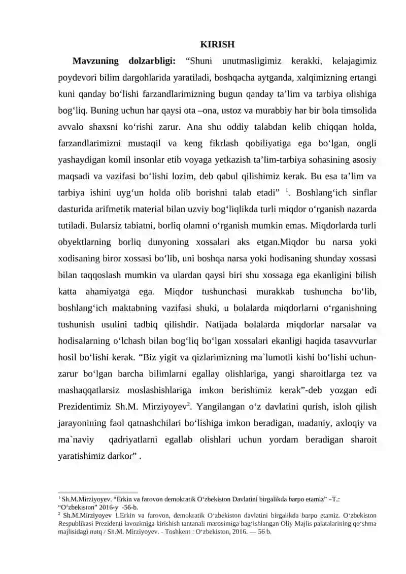 BIRINCHI SINFDA MATEMATIKA O'QITISH METODIKASI 2