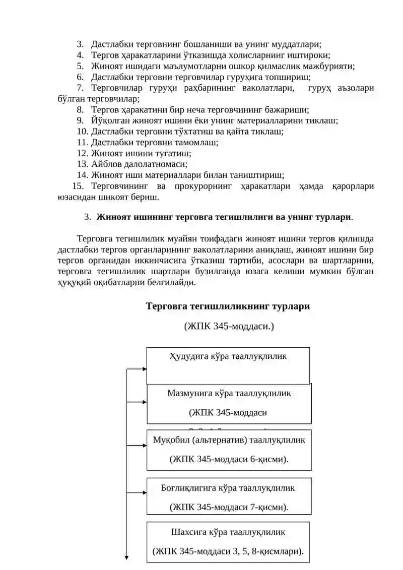Дастлабки терговнинг умумий шартлари 2