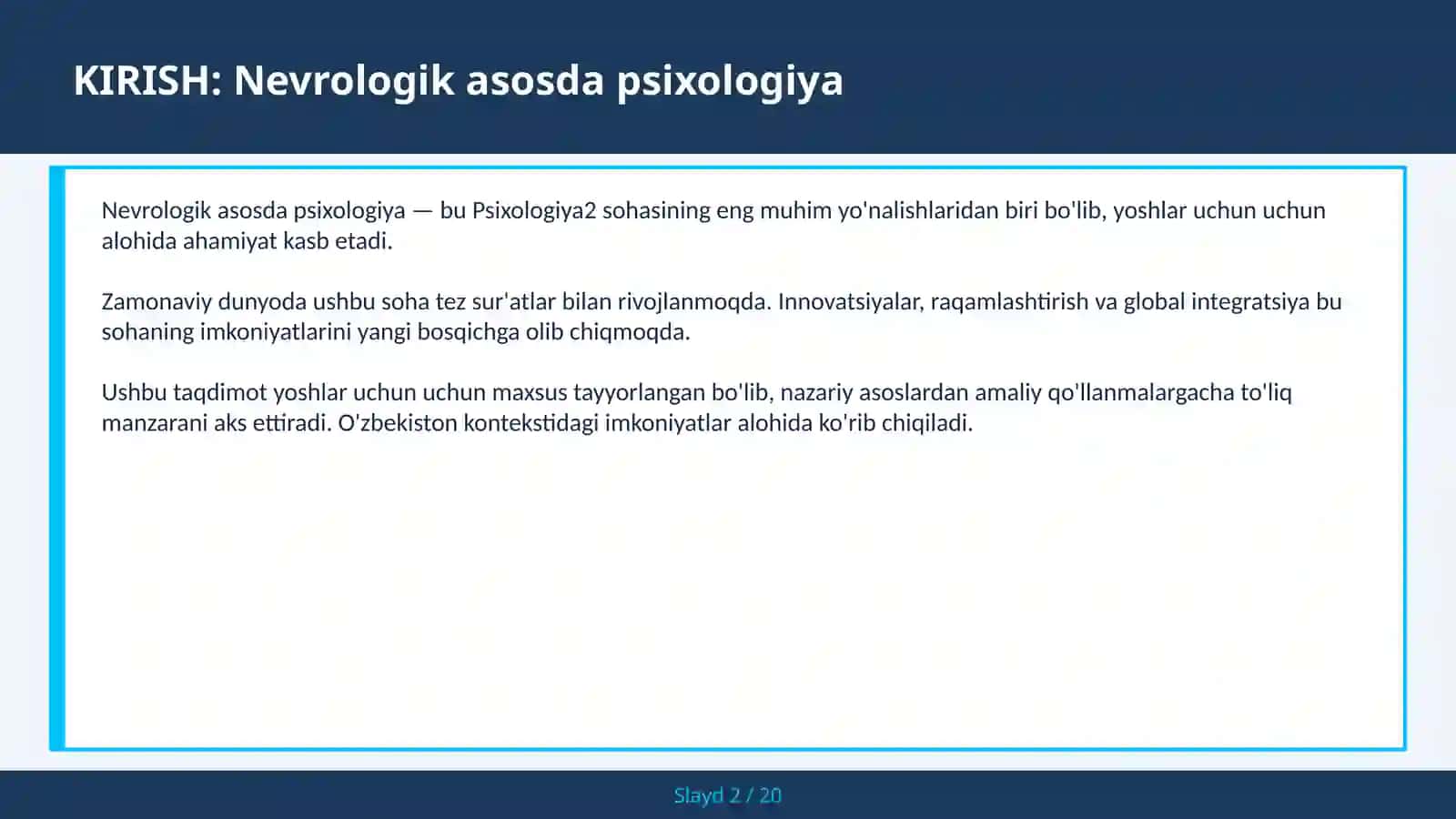 Nevrologik asosda psixologiya 2