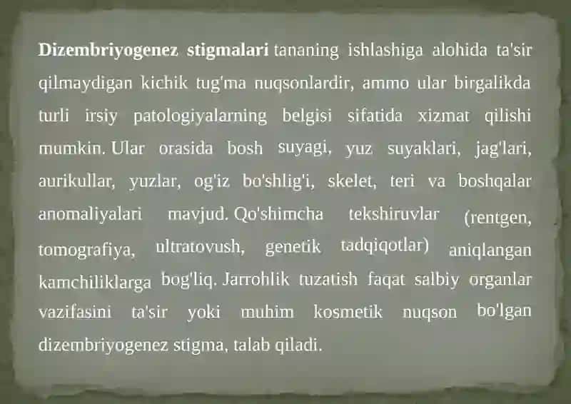 Dizembriyogenez stigmalar 2