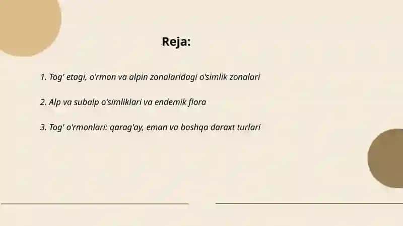 Tog'li hududlarning flora va faunasi 2