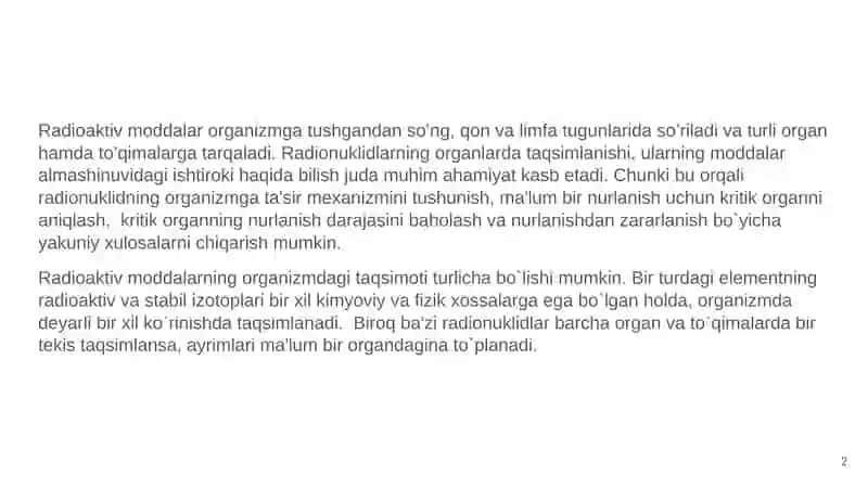 Radionuklidlarning organizmda kinetikasi 2