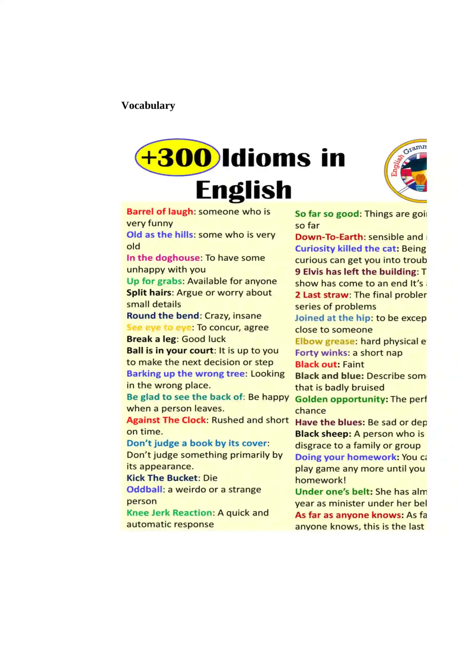 Vocabulary lesson 4 Idioms for describing people 2