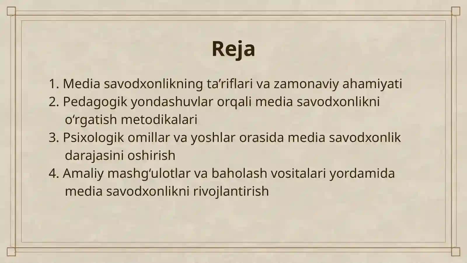 MEDIA SAVODXONLIGINI RIVOJLANTIRISH 2