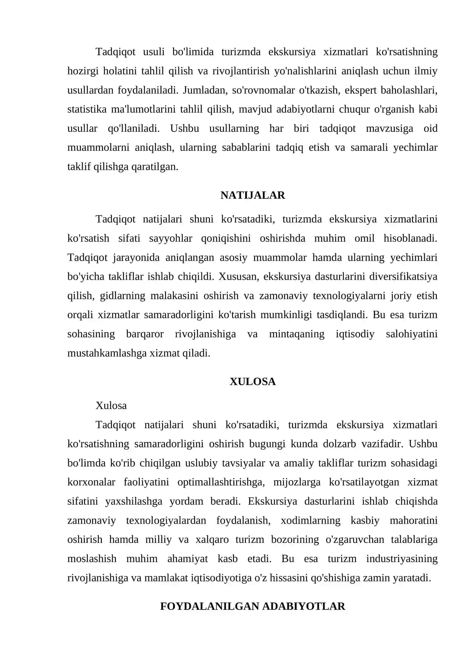TURIZMDA EKSKURSIYA XIZMATLARI KO'RSATISH 2