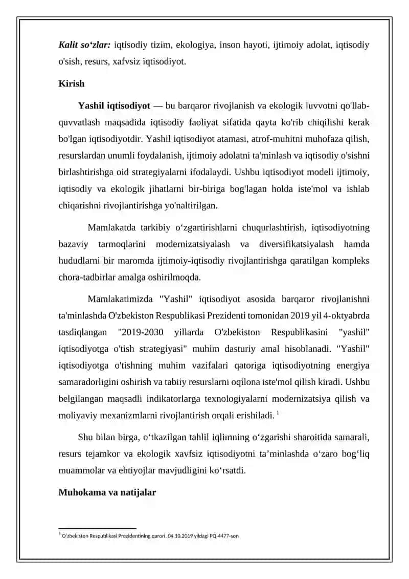 Yashil iqtisodiyot 2