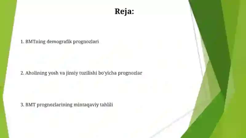 BMTning demografik bashoratlari 2