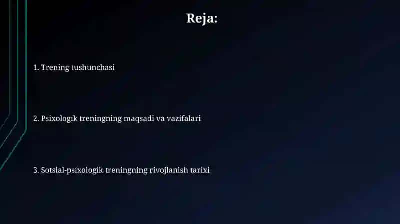 Trening tushunchasi 2