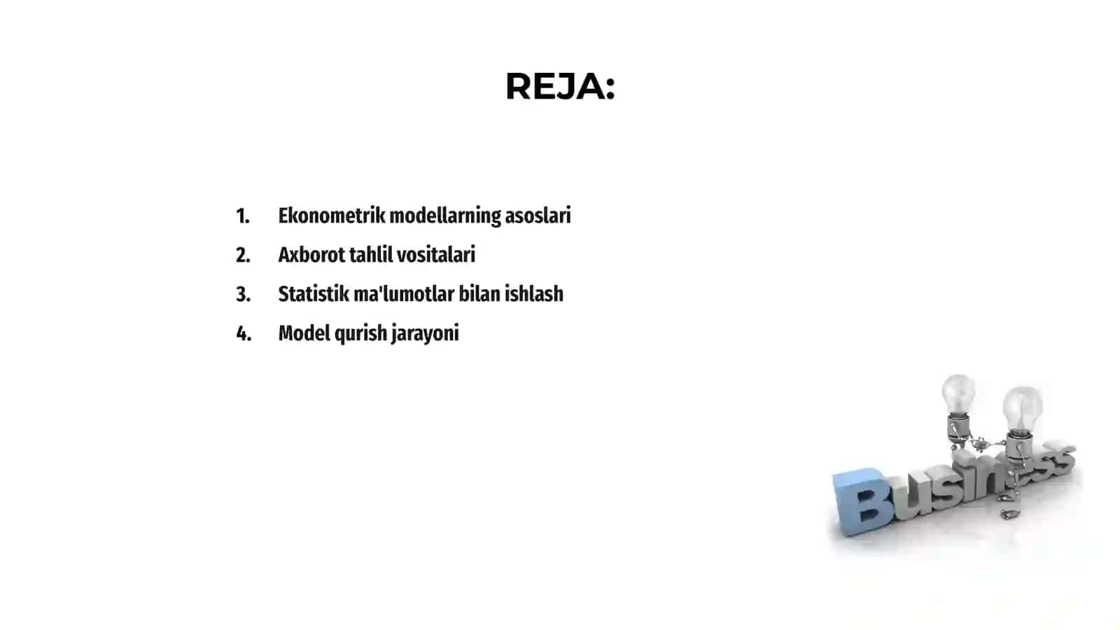 Ekonometrik modellarning axborot taminoti 2