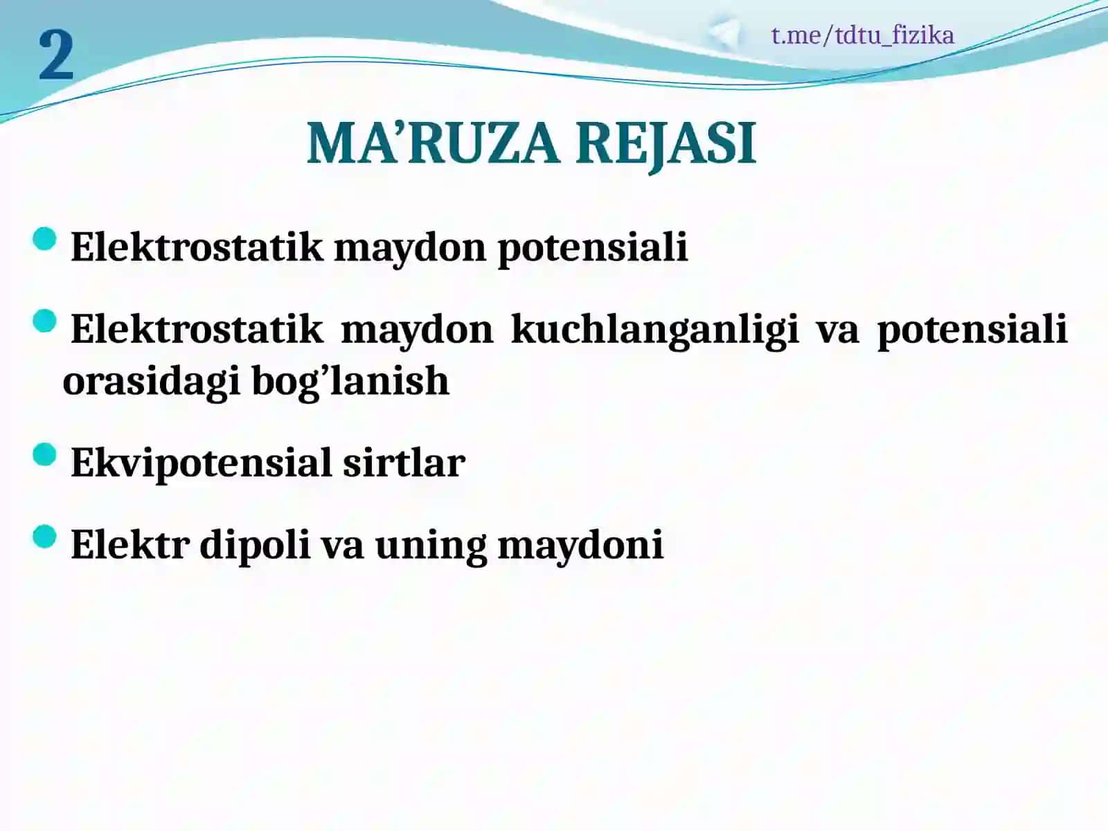 ELEKTROSTATIK MAYDON POTENSIALI 2