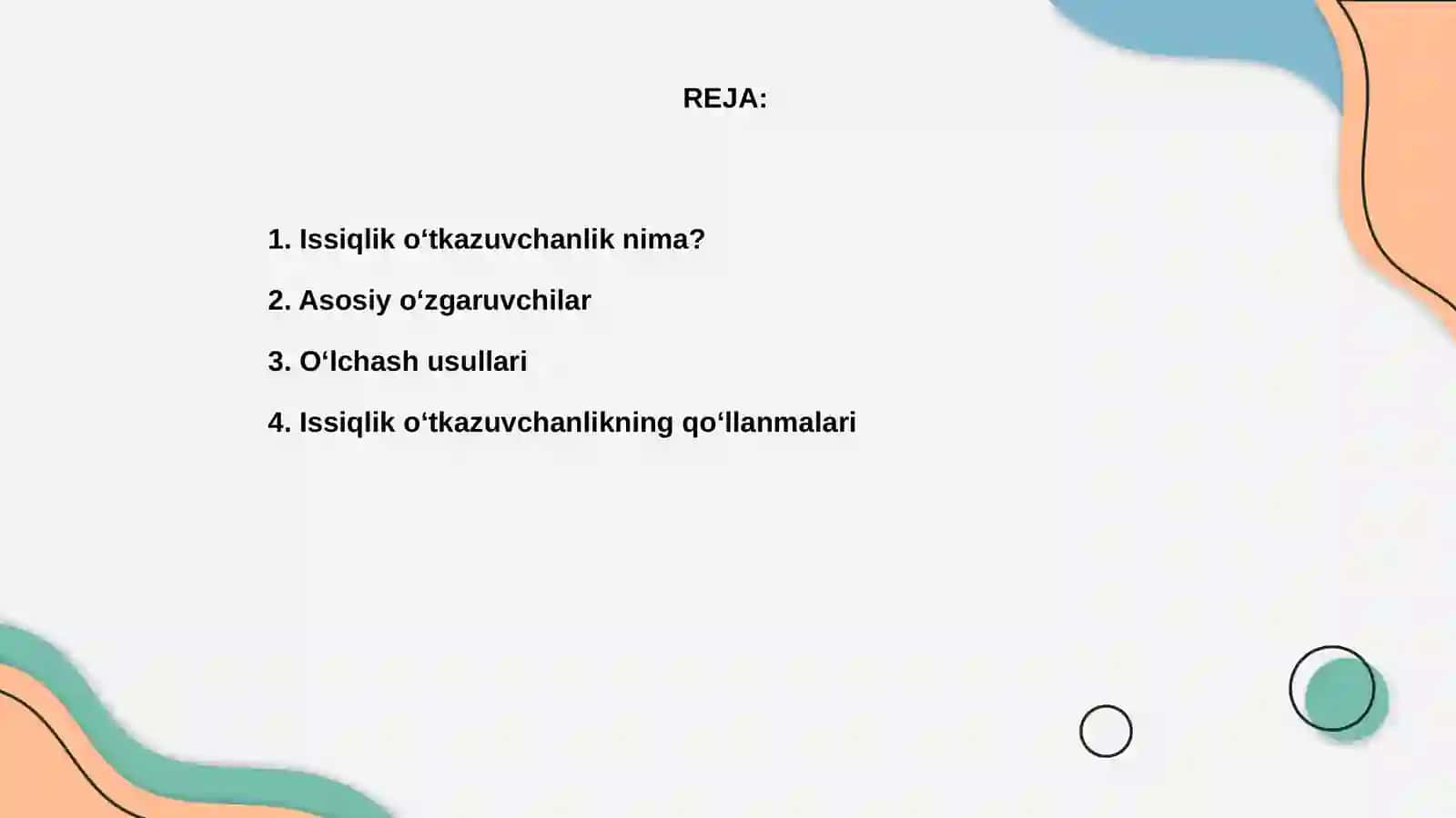 Issiqlik o‘tkazuvchanlikni o‘rganish 2