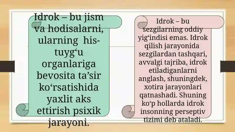 Idrok va uning turlari haqida 2