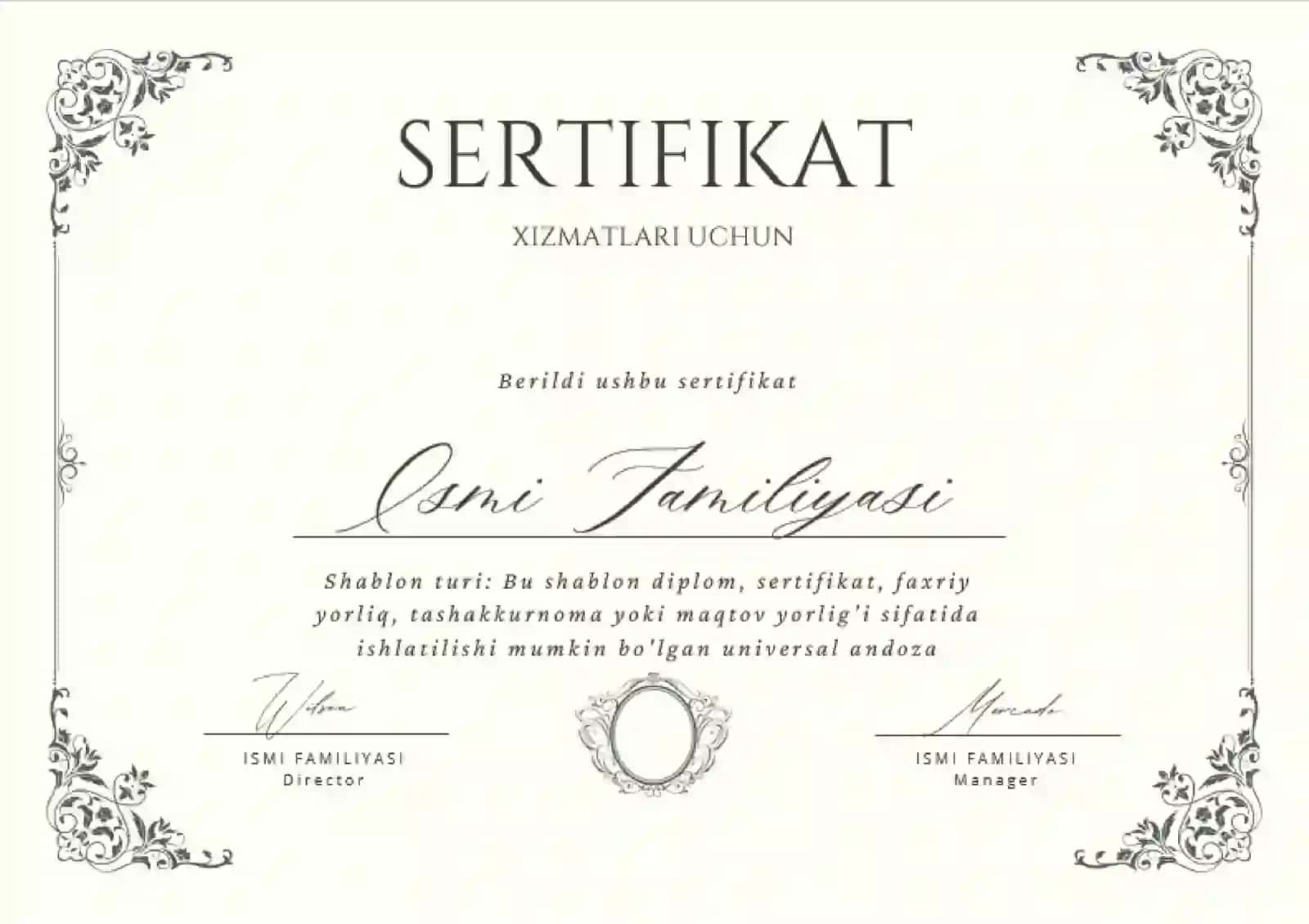 SERTIFIKAT shablon 2