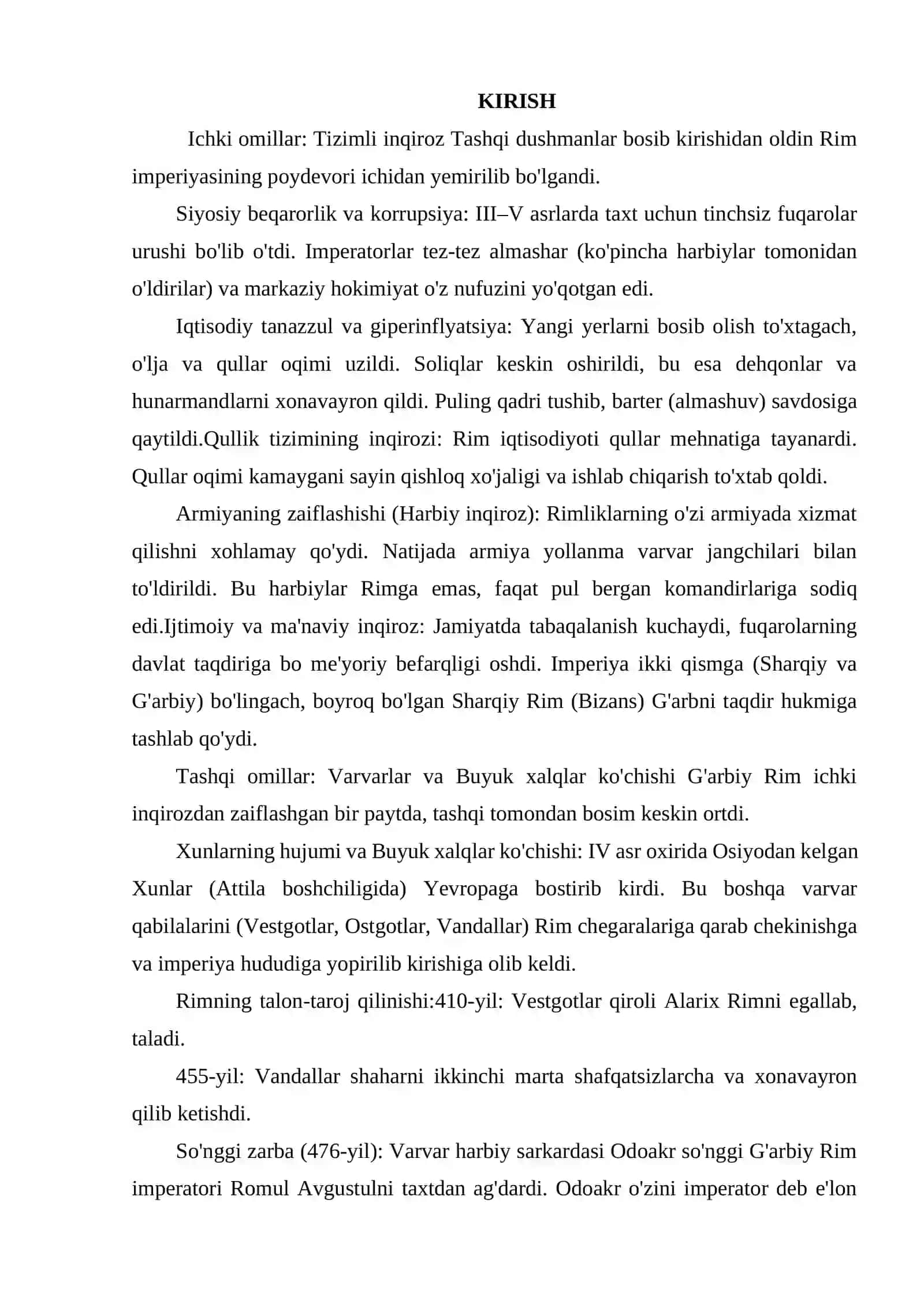 G‘ARBIY RIM IMPERIYASINING QULASHINING ICHKI VA TASHQI OMILLARINI TAHLIL QILISH 2