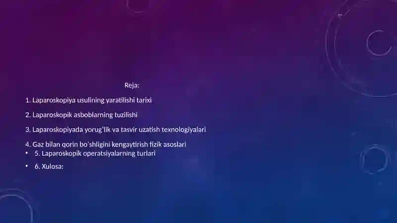 Laparoskopiyaning jarrohlikda qo‘llanishi 2