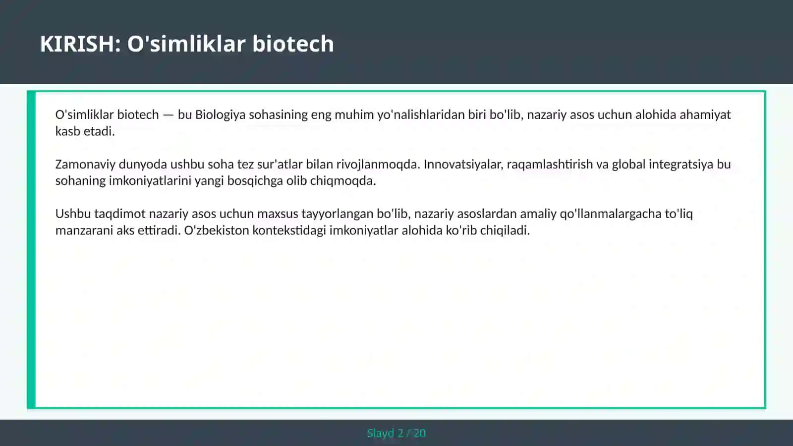 O'simliklar biotech 2