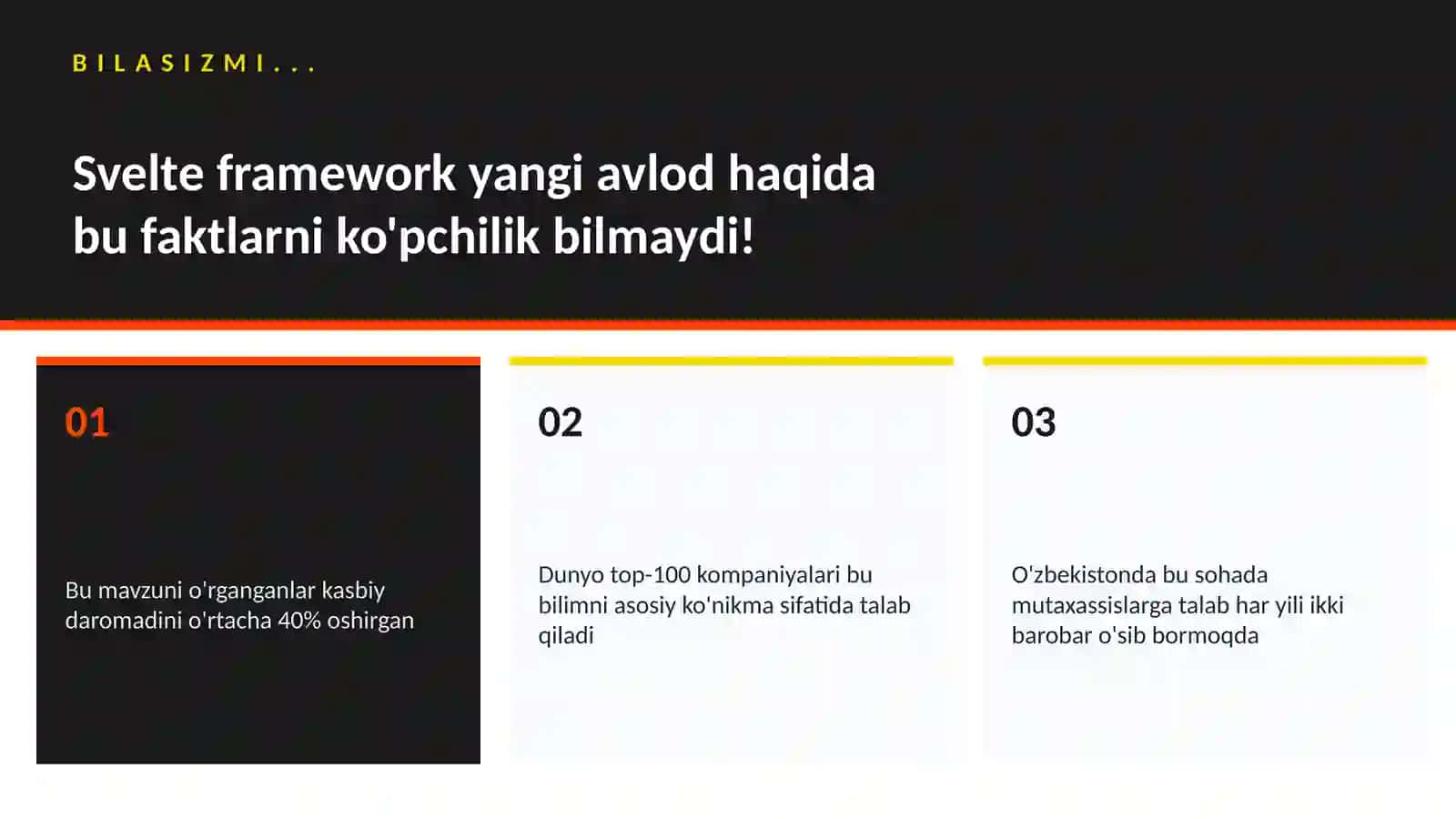 Svelte framework yangi avlod 2