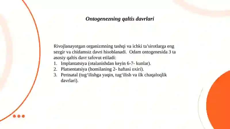 Odam  embriologiyasining  qaltis davrlari 2