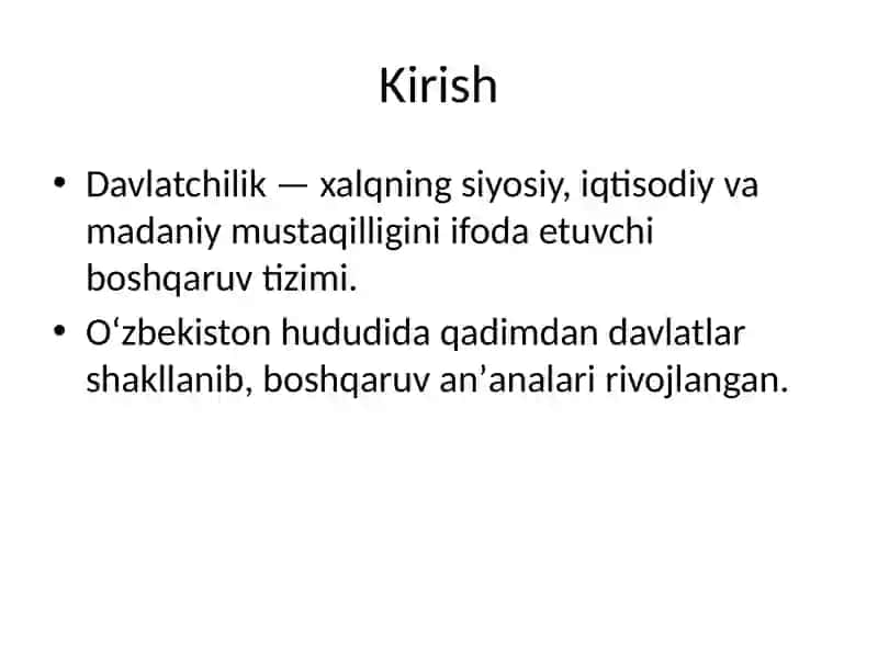 Uzbekiston davlatchiligining shakllanishi 2