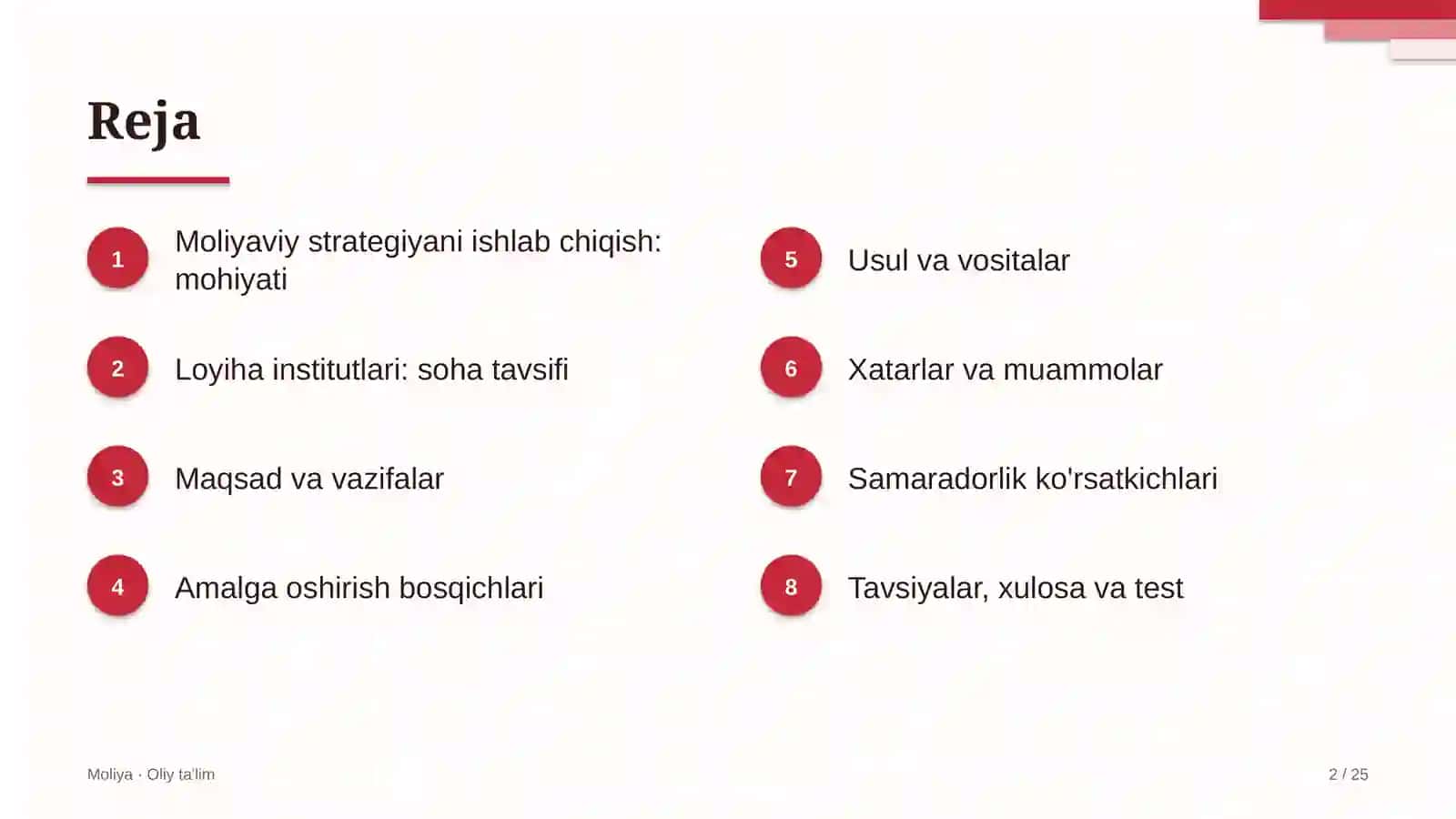 Loyiha institutlarida moliyaviy strategiyani ishlab chiqish 2