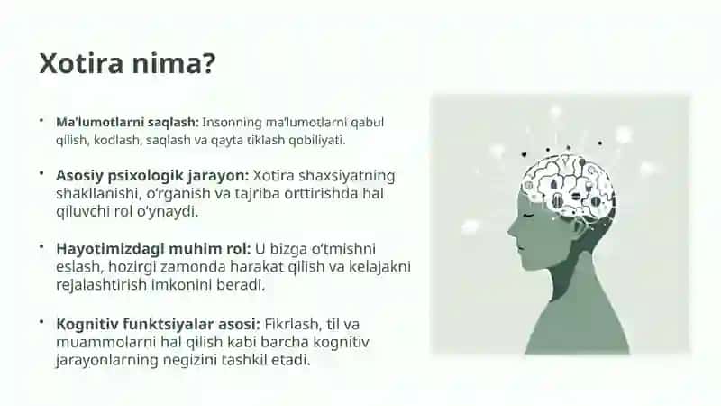 Xotira jarayonlari va turlari 2