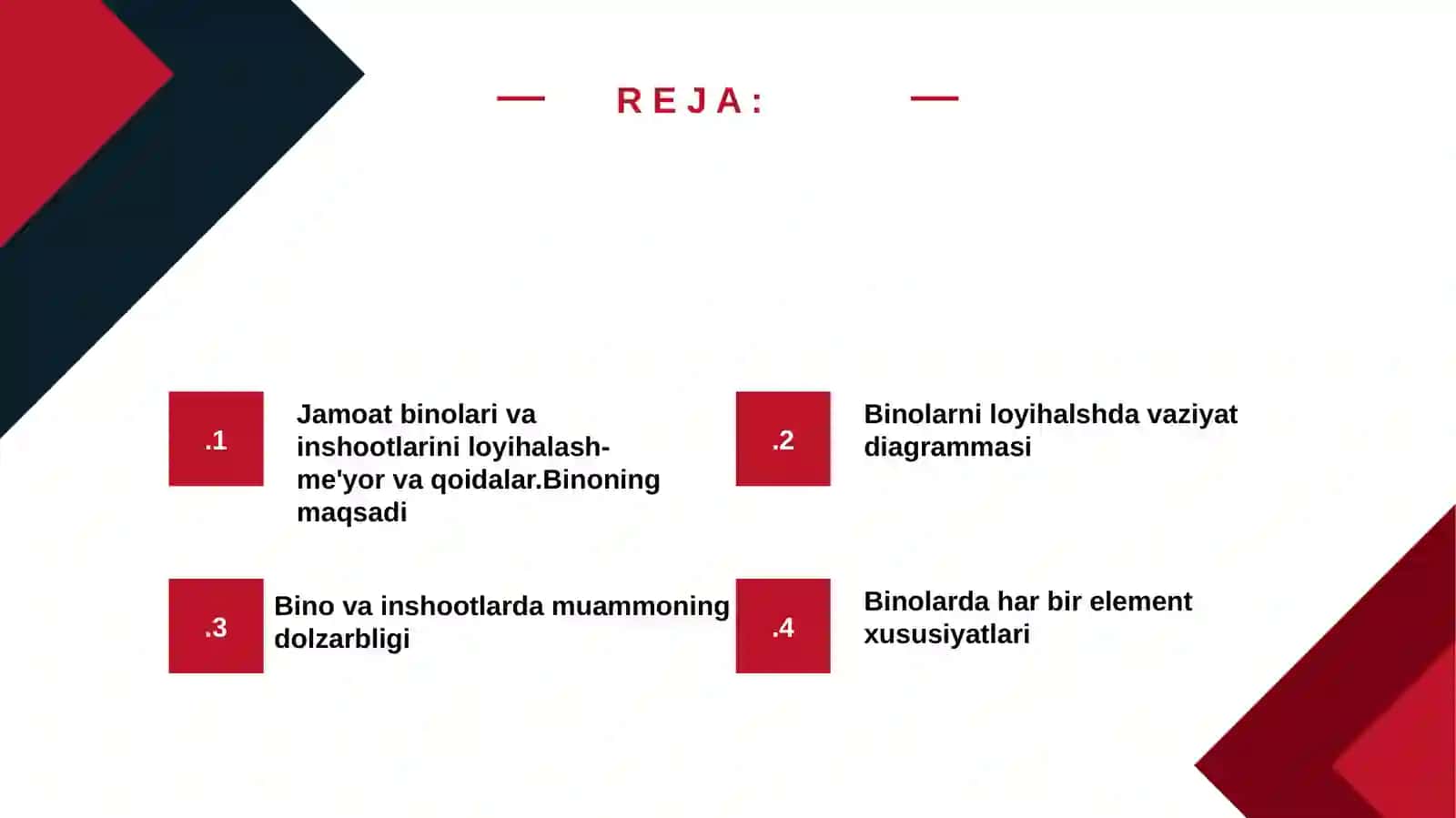 Jamoat binolarini loyihalashning markazlashgan sxemasi 2