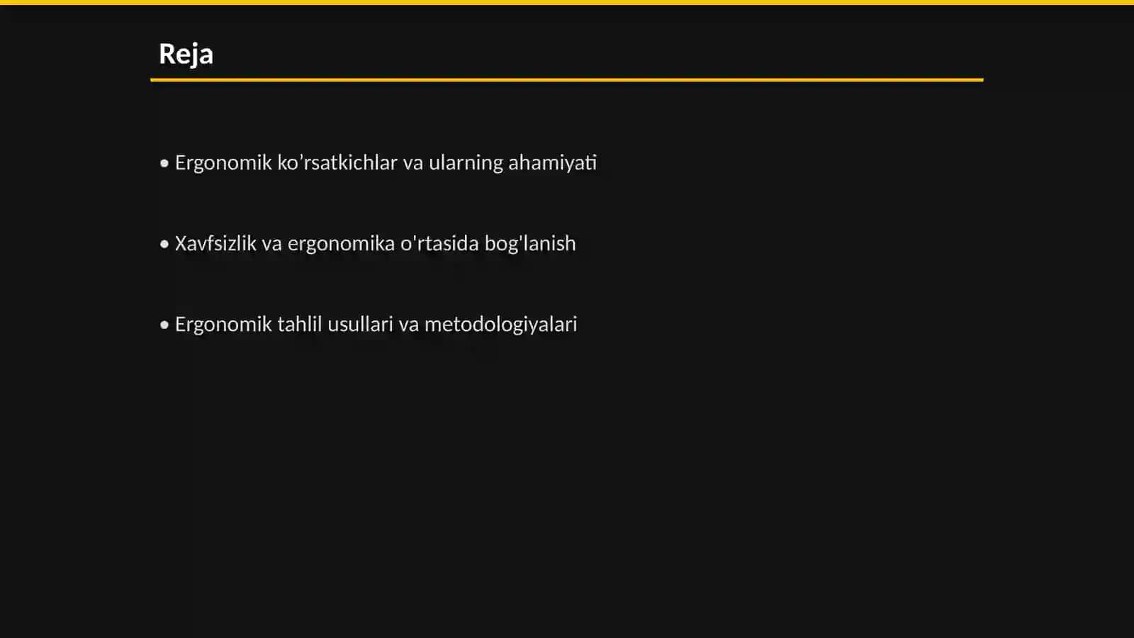 Ergonomik ko’rsatkichlar tahlili 2