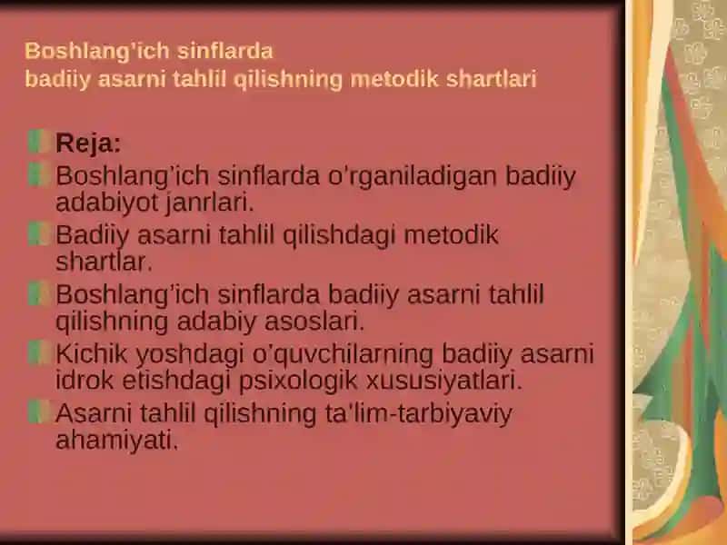 Epizodlar ustida ishlashning oʻziga xosliklari 2