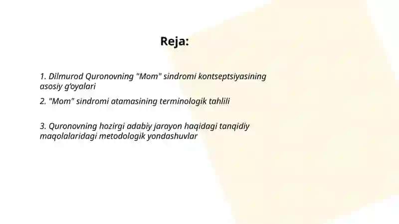 "Adabiy jarayonda 'Mom' sindromi" 2
