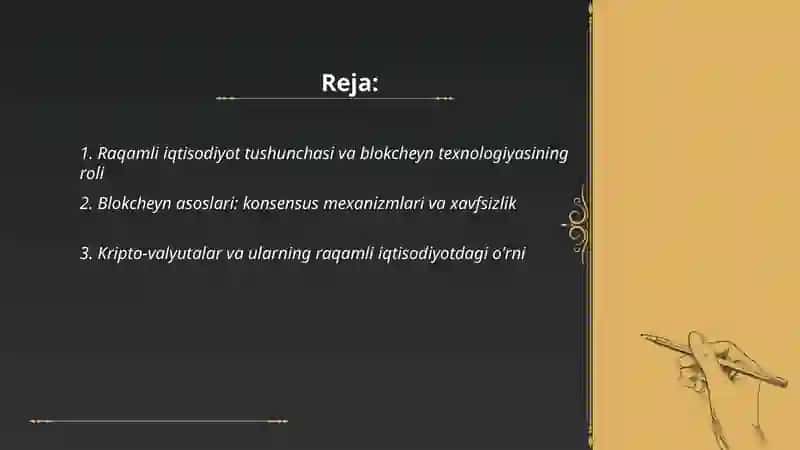 Raqamli iqtisodiyot va Blokcheyn 2