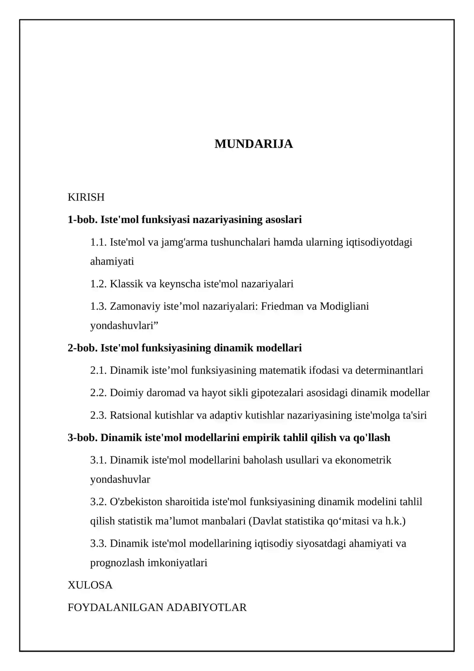 Iste’mol funksiyasining dinamik modeli 2