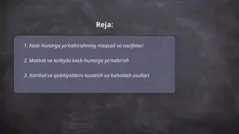 Kasb-hunarga yŏnaltirish ishining yŏnalishlari 2