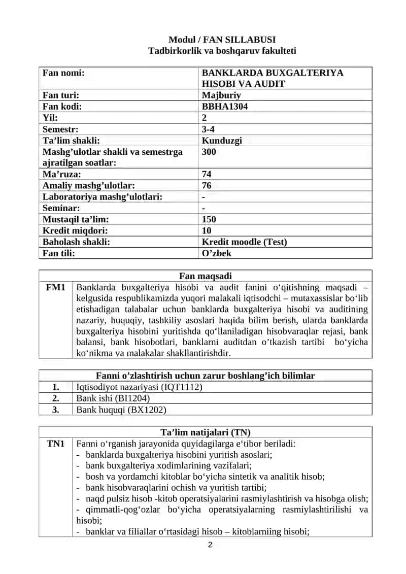 BANKLARDA BUXGALTERIYA HISOBI VA AUDIT 2