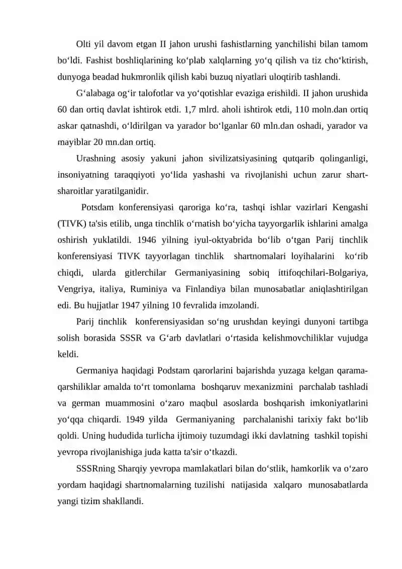 SOVUQ URUSH YILLARIDA XALQARO MUNOSABATLAR VA DIPLOMATIYA 2