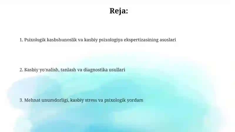 Psixologik professiografiya. Mehnat Psixologiyasi ekspertizasi 2