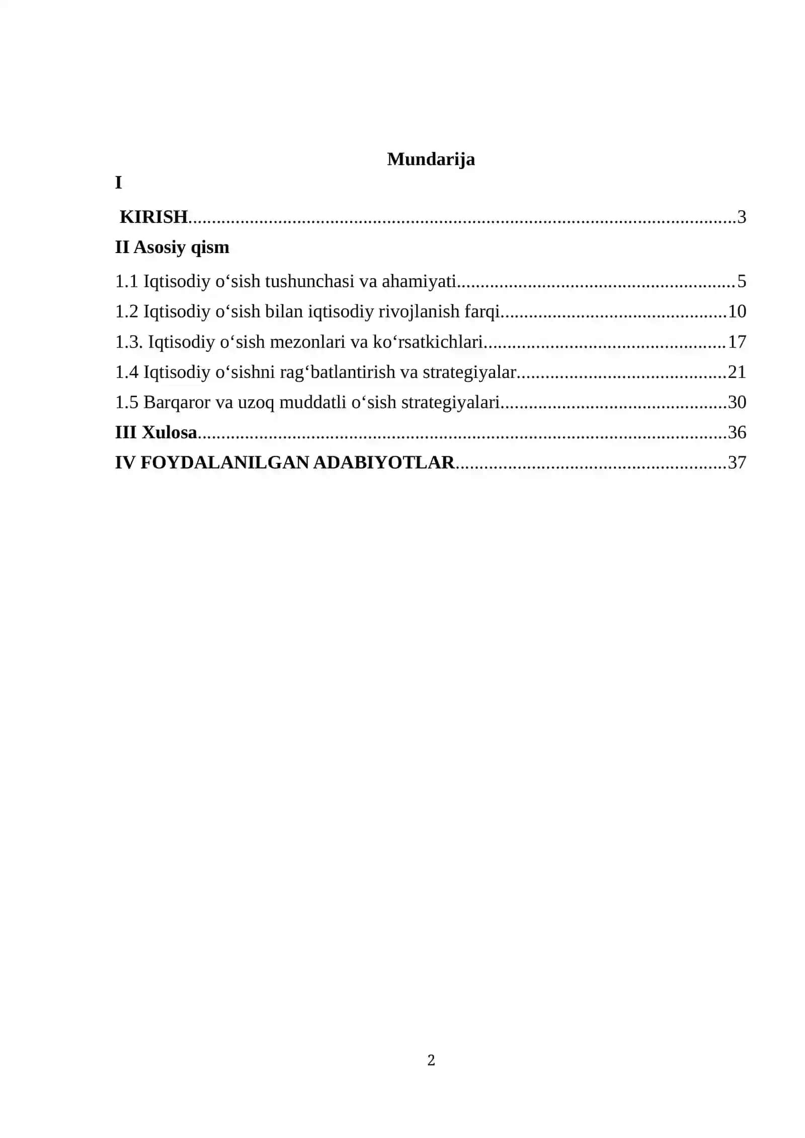 Iqtisodiy o'sish va uni aniqlash mezonlari 2