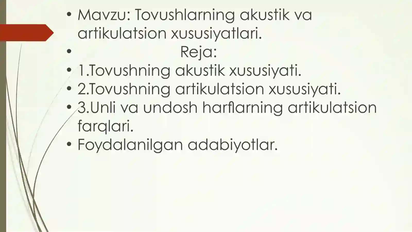 Tovushlarning akustik va artikulatsion xususiyatlari 2