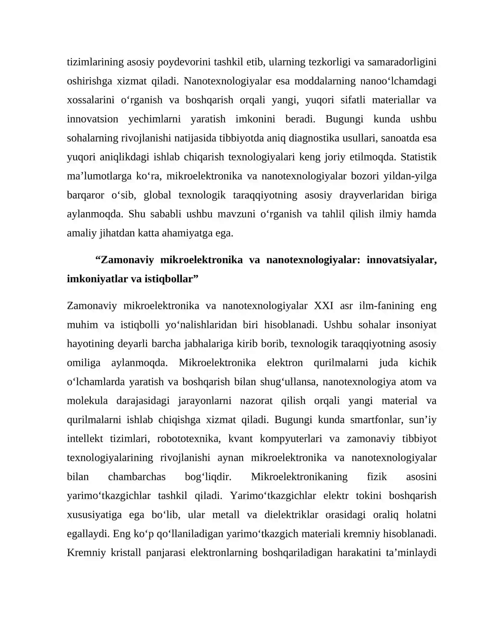 MIKROELEKTRONIKA VA NANOTEXNOLOGIYALAR 2