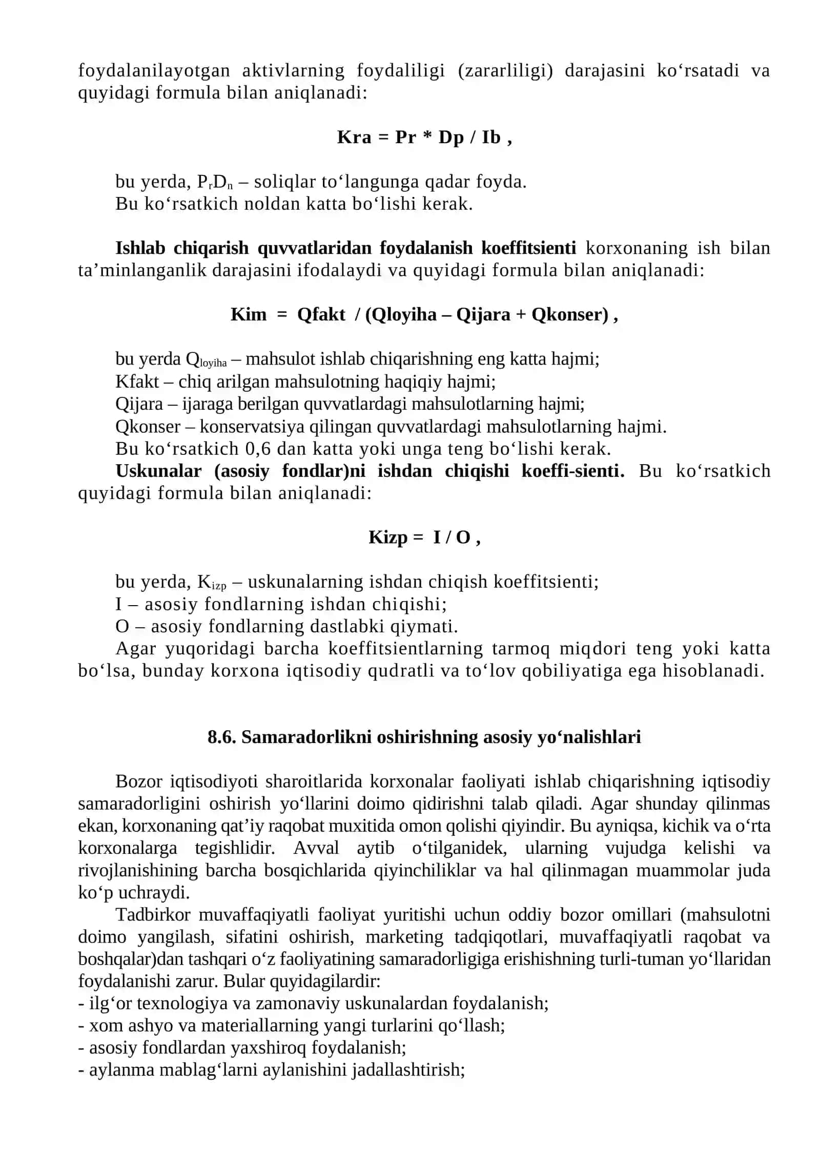 Samaradorlikni baholovchi ko‘rsatkichlar 2