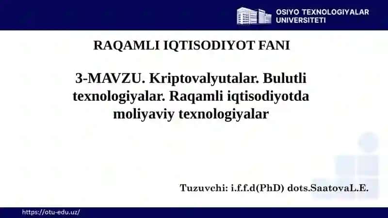 Kriptovalyutalar va Blokcheyn Texnologiyasi 2