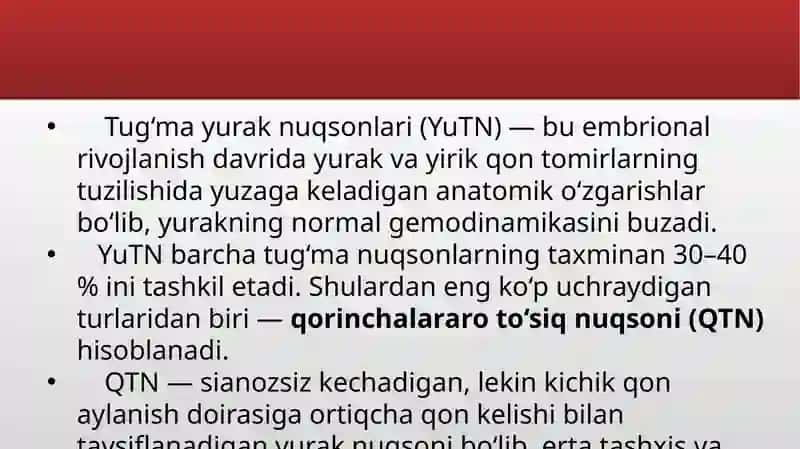 Tug‘ma yurak nuqsonlari (YuTN) 2