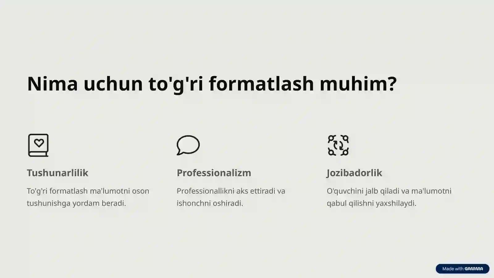 Matn va Sahifa Maketini Formatlash: Samarali Taqdimot Sirlari 2