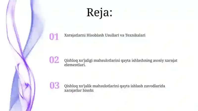 Qishloq xo'jaligi mahsulotlarini qayta ishlash korxonalarida xarajatlar hisobi va tannarx kalkulyatsiyasi 2
