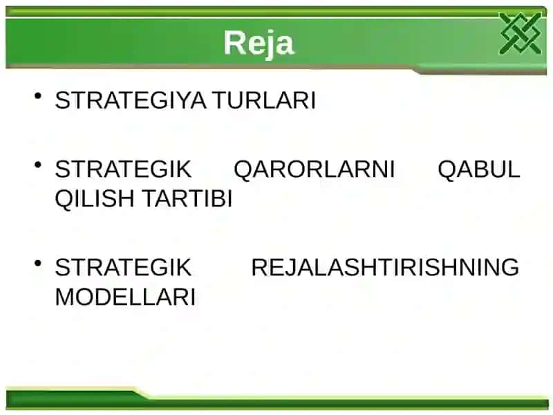 Strategik rejalashtirish modellari. 2