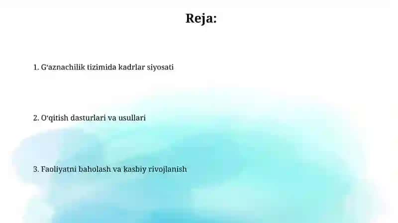 G'aznachilik tizimida kadrlar tayyorlash va boshqaruv 2