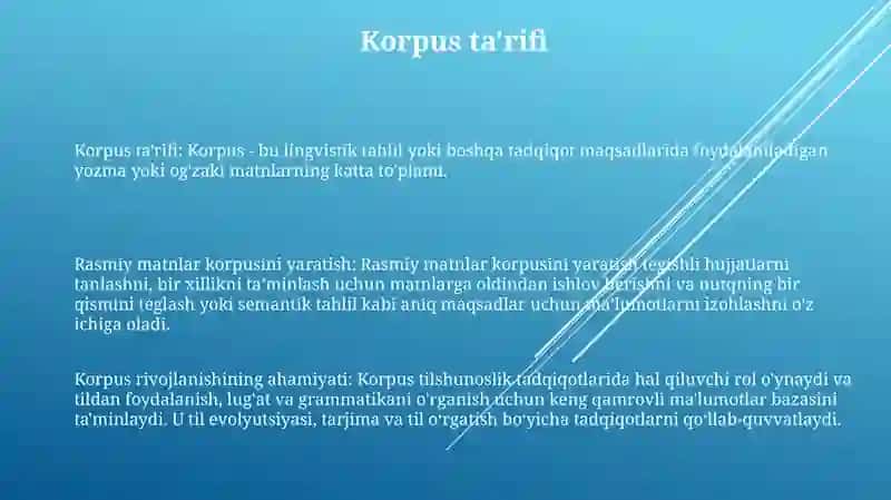 Rasmiy Matnlar Korpusini Yaratish 2