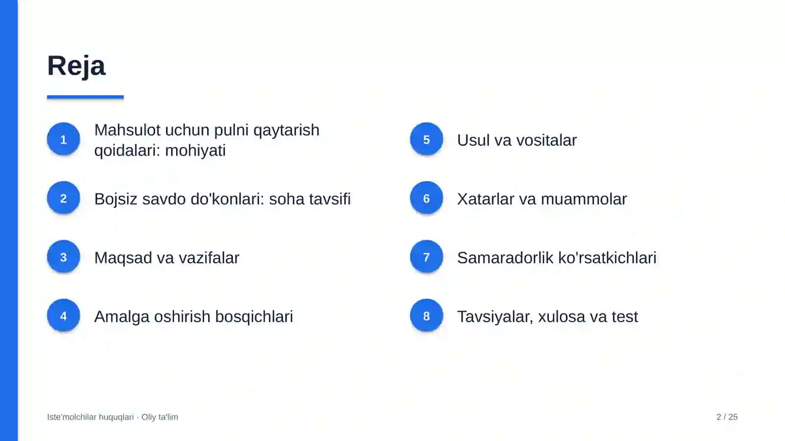 Iste'molchilar huquqlari · Oliy ta'lim 2