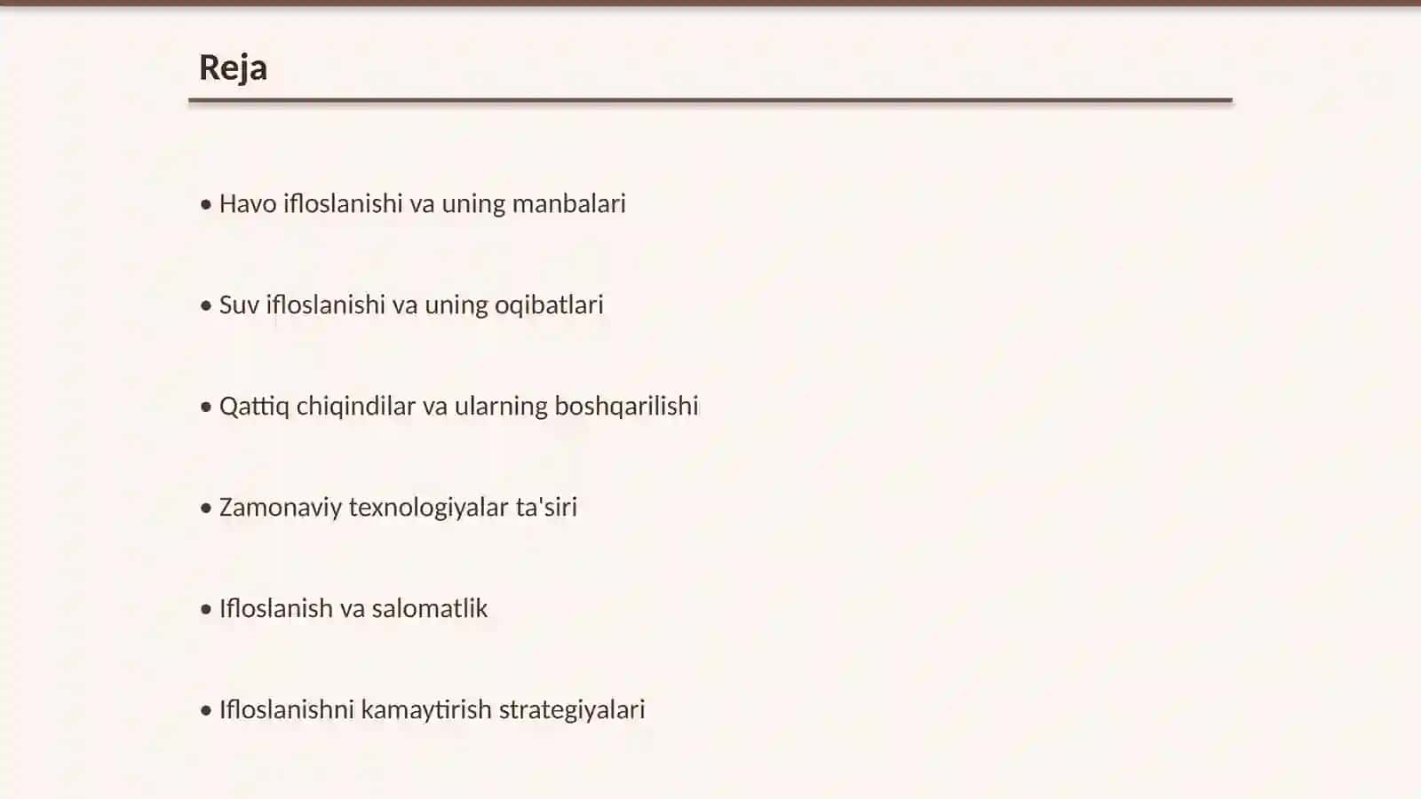 Atrof muhit ifloslanish turi bo’yicha 2