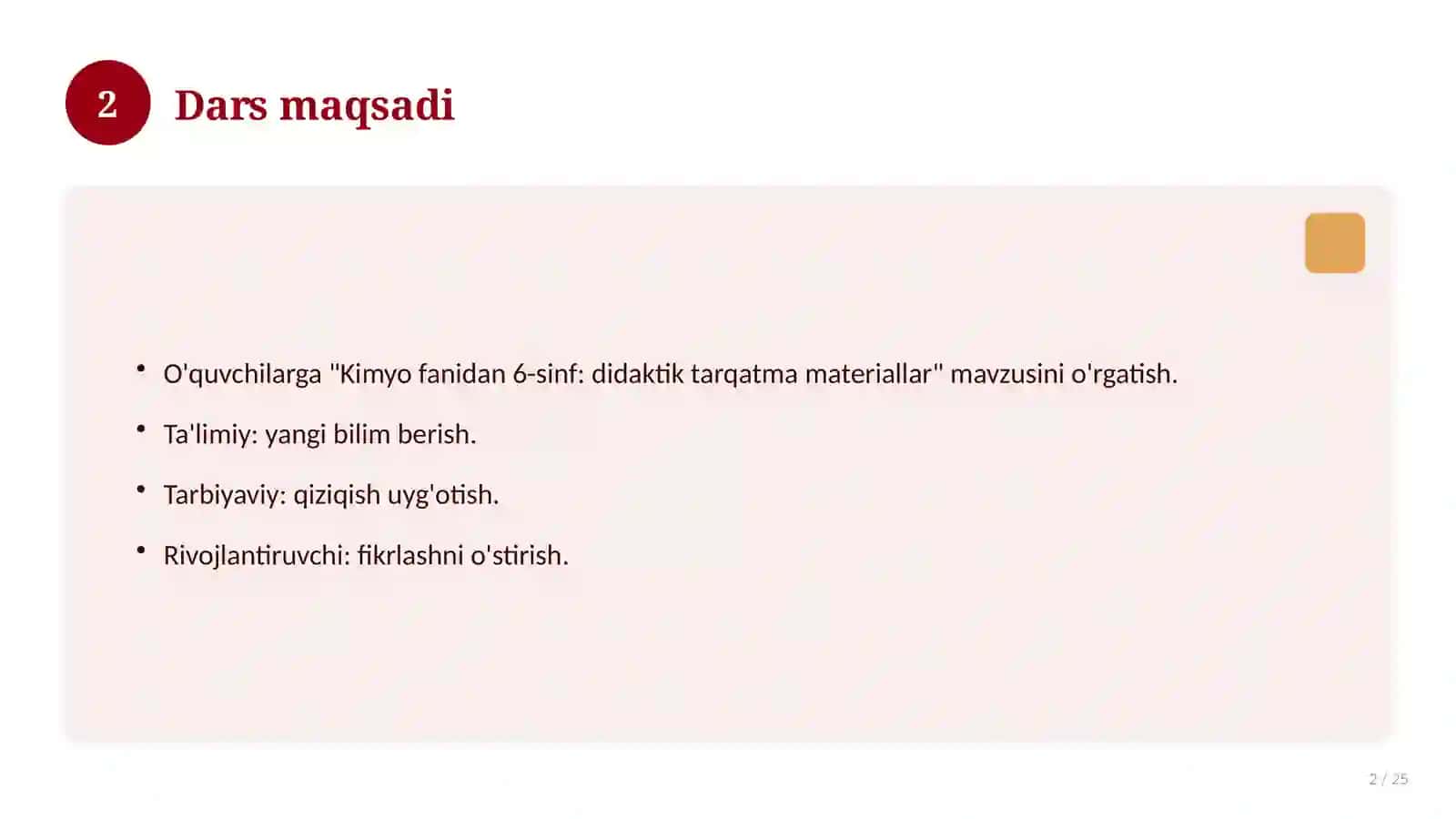 Kimyo fanidan 6-sinf: didaktik tarqatma materiallar 2