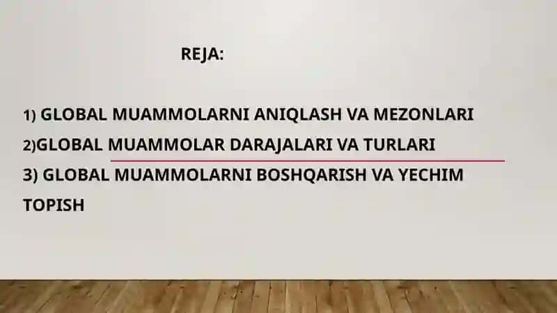 Global muammolarning mezonlari va darajalari 2